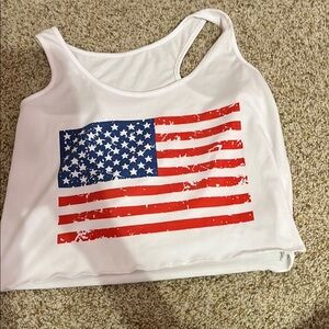 White Sleeveless American Flag Tank Top